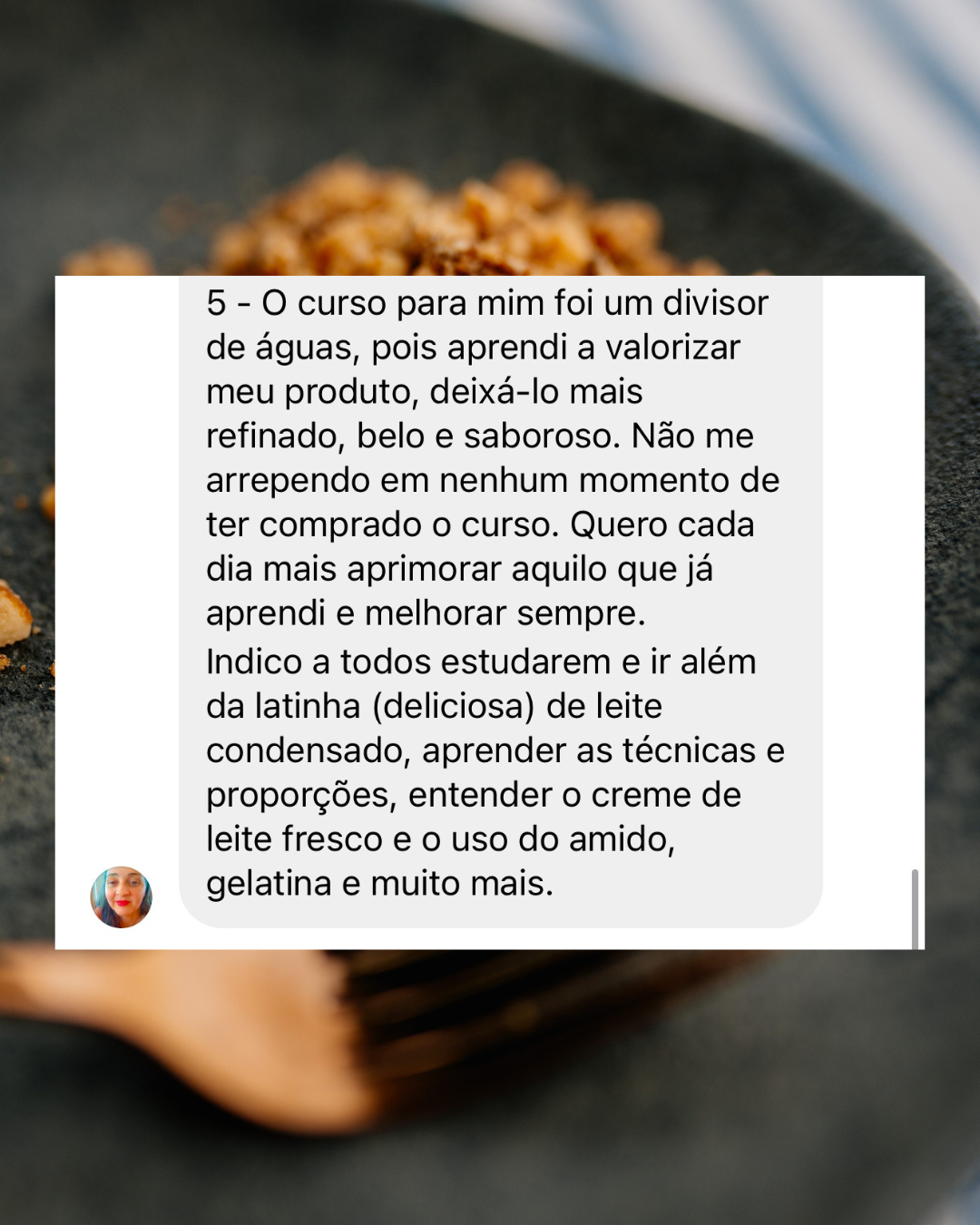 Depoimento de aluna do Método Confeitaria de Alto Lucro