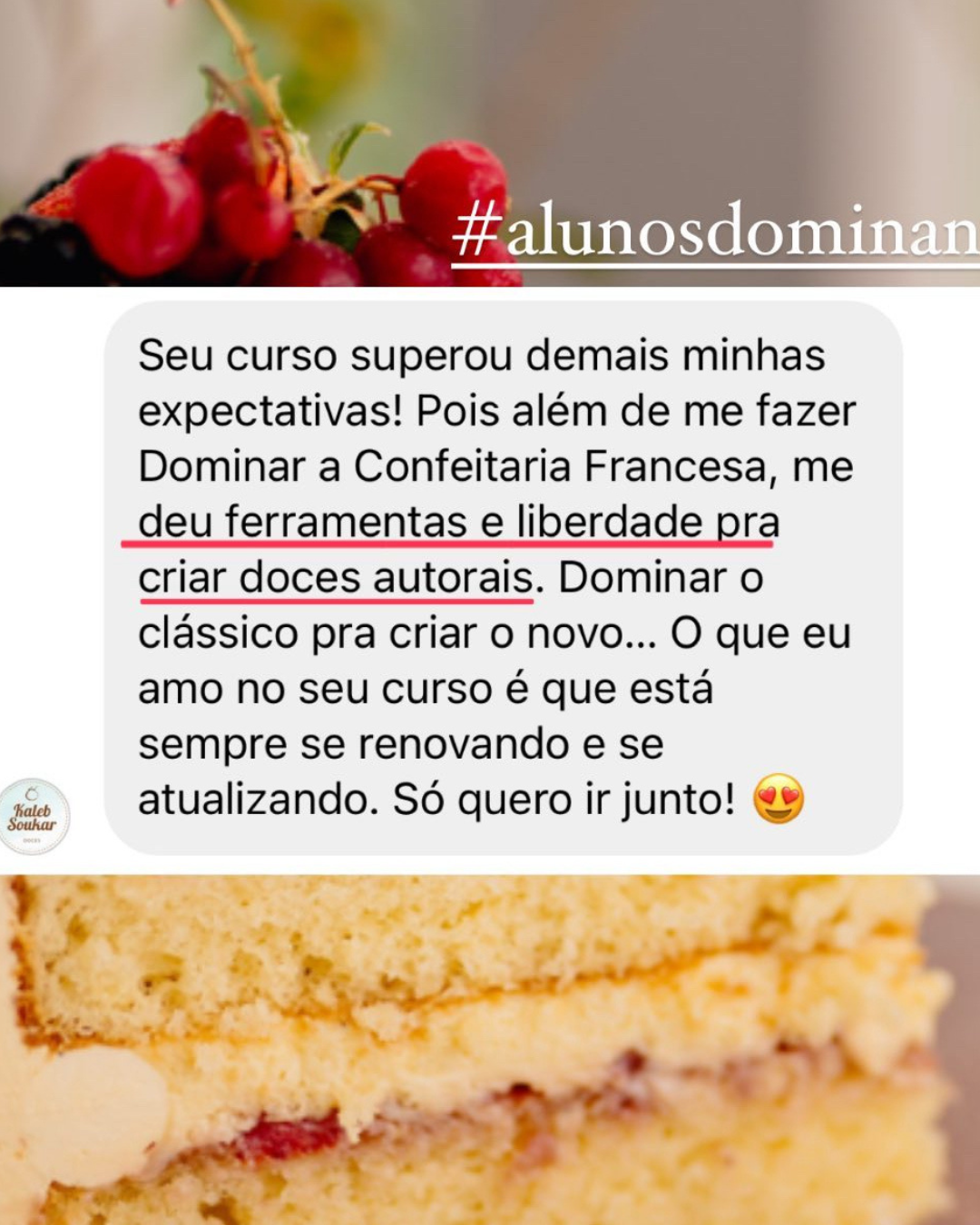 Depoimento de aluna do Método Confeitaria de Alto Lucro